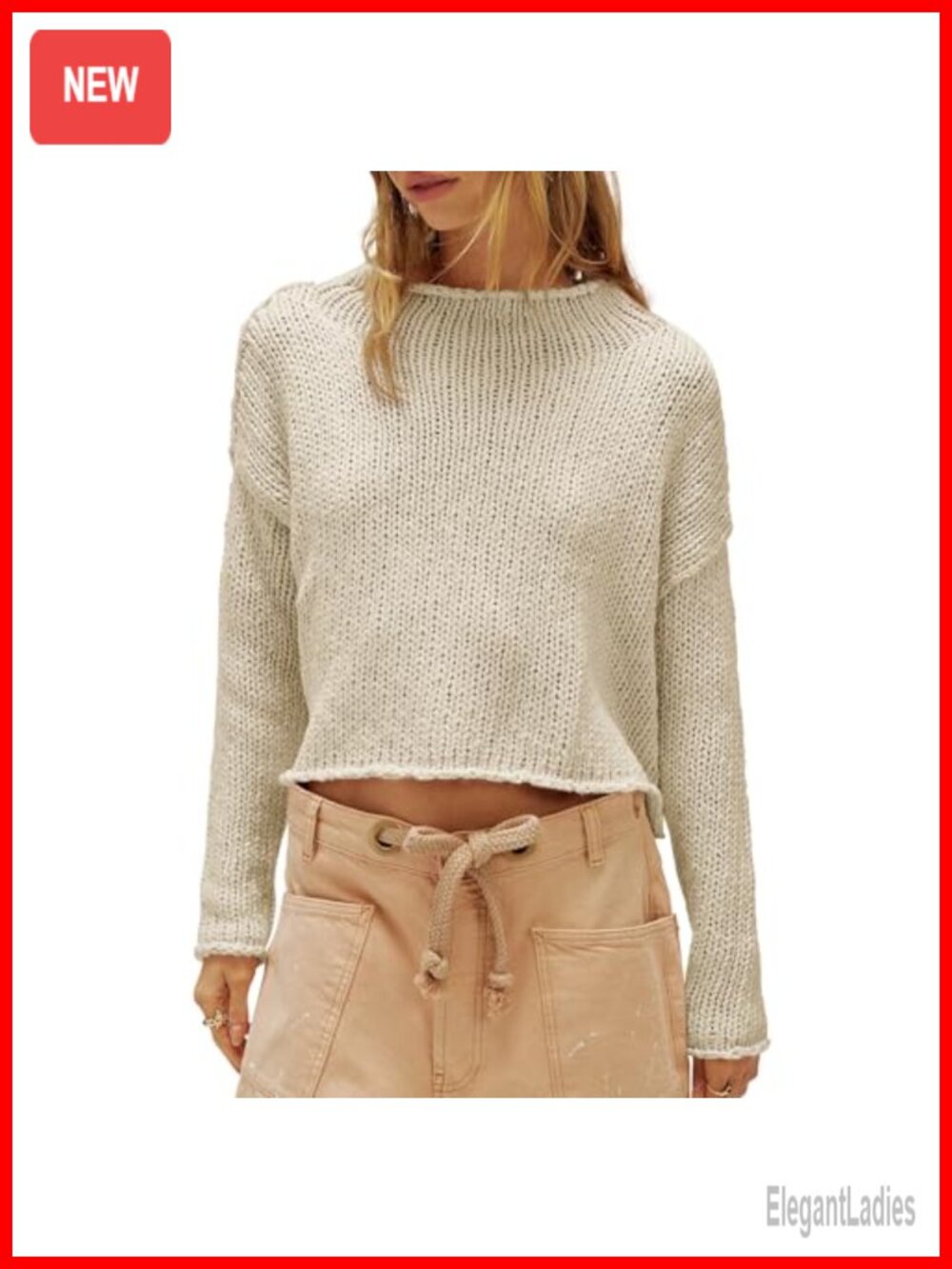 Women's Oversized Rolled Neck Knit Sweater Cotton Pullover Fall Top